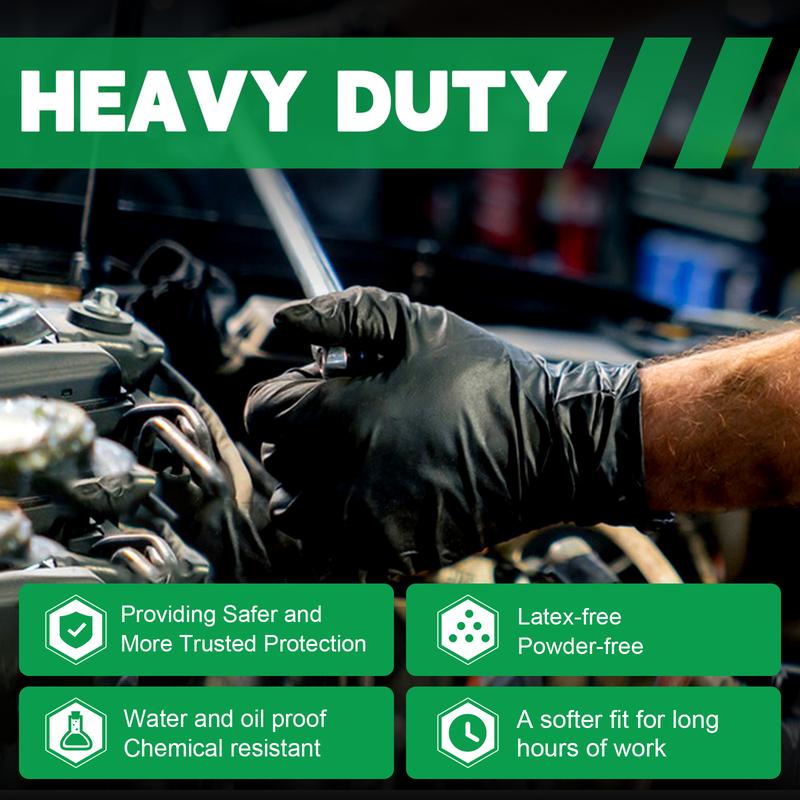 6Mil Heavy Duty Nitrile Disposable Gloves, Extra Strength Industrial Grade Puncture Resistant, Professional Work Cleaning Gloves for Mechanics Plumbing Construction Landscaping Gardening Farming Automotive Repair Painting Home DIY Tool