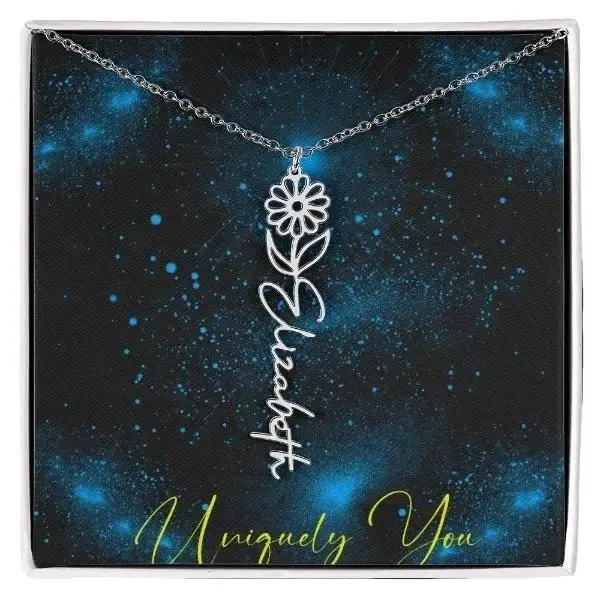 Bloom & Shine: Personalized Birth Flower Name Necklace - A Garden of Love Worn Close to Heart