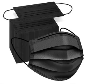 100 PCS Disposable Face Masks, Black Disposable Masks, 3 Ply Protection Face Masks