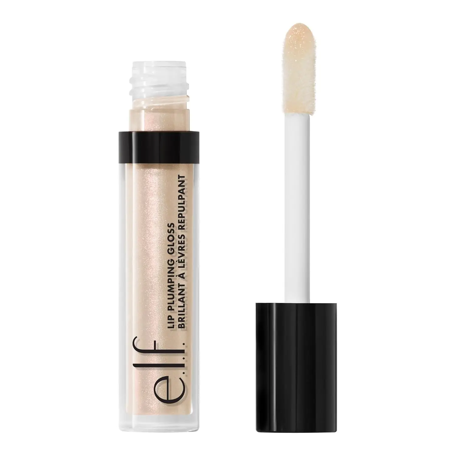e.l.f. Lip Plumping Gloss, Moisturizing High-Shine Lip Plumper with Vitamin E, Vegan and Cruelty-Free Makeup, Pink Sugar, 0.1 Fl Oz