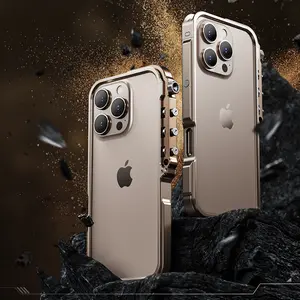 Luxury Armored Metal Frame Phone Case for iPhone 16 15 Pro Max Plus Anti Drop and Aluminum Alloy Frame Phone Case