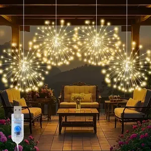8 Modes USB Powered Firework Lights, Hanging Smart LED Strip, 360led Starburst Ball String Light, Outdoor Decoration Light, Outdoor Indoor Decor for Porch, Patio, Garden, Wedding, Christmas