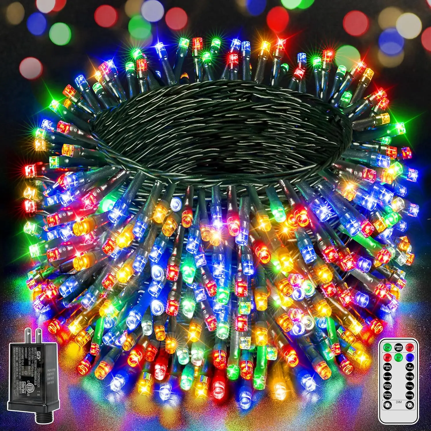 328 FT 1000 LED Christmas Lights,  Outdoor String Lights with Remote and Timer, Christmas Tree Lights with 8 Modes Dimmable, Fairy Lights for Holiday Decor (Multicolor)