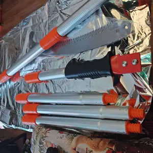 VEVOR Manual Pole Saw, 7.3-27 ft Extendable Tree Pruner, Sharp Steel Blade and Scissors High Branches Trimming, Branch Trimmer with Lightweight 8 Fiberglass Handles, for Pruning Palms and Shrubs