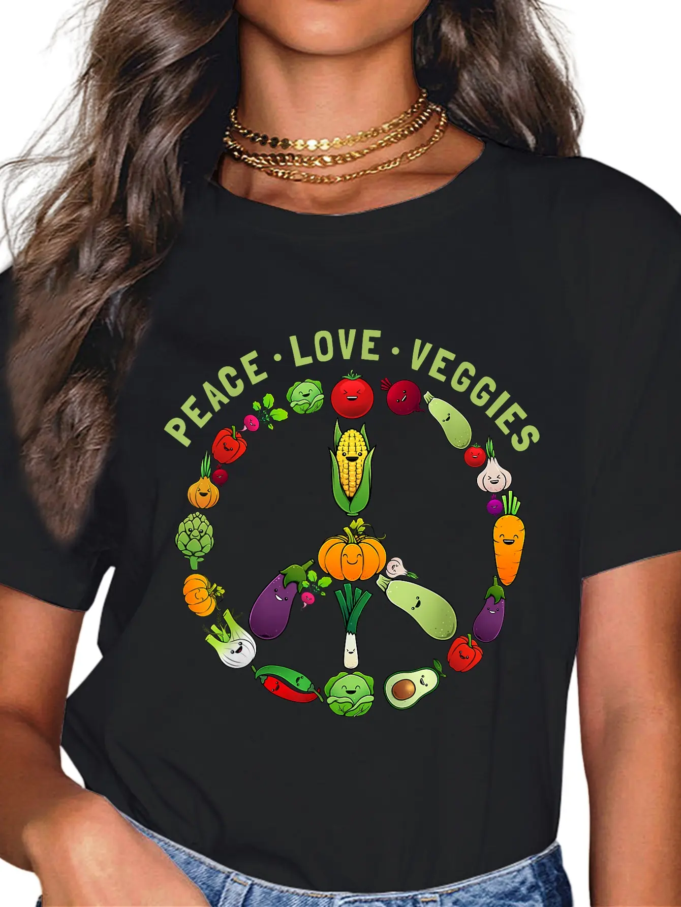 100% Cotton Funny Veggie Art For Women Men Vegan Food Vegetables Themed T-Shirt