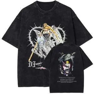 Death Note MisaMisa Graphic Tee, Men’s & Women’s Vintage Washed Oversized Cotton T-Shirt, Manga Anime Short Sleeve Top, Casual Streetwear, Soft Comfortable Everyday Fan Apparel, Trendy Anime Fashion Tee
