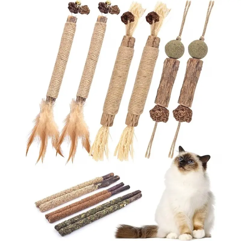 Catnip Chew Toys for Cats, 12 Pack Natural Silvervine Sticks for Kittens Teeth Cleaning, Matatabi Dental Care, Increase Appetite, Calm Cat Anxiety and Stress, Aggressive Chewers Cat Dental Toy campingessentials