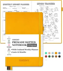Premade Bullet Dotted Journal Notebook, Pre-made Dot Grid Journaling with Undated Weekly & Monthly Planner, Various Trackers, Lasts 1 Year, A5