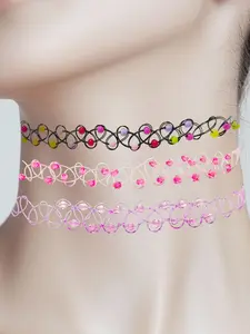 Gothic Style Elastic Necklaces Set, Cute Daily Wear Jewelry for Girls, 6 Pieces Per Set, All Seasons Accessory, Necklace for Daughter