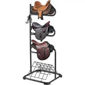 Summervibes 】   VEVOR Freestanding Saddle Stand, 30 x 30 x 68.5 in, 3 Tiers Saddle Rack, Heavy Duty Saddle Blanket Holder with Removable & Rotating Tiers, English & Western Saddle Rack for Tack Room OrganizationVEVOR Super Brand Day