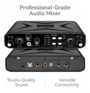 【weekly deals】Kaschun Audio 2-Channel Interface with 48V Phantom Power for Recording & Streaming, USB Connectivity, Black Color