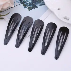 50pcs Black Water Drop BB Hair Clips, Non-slip Metal Snap Barrettes For Hairstyling, DIY Hair Accessories, Hairpins, Flat Hair Clips