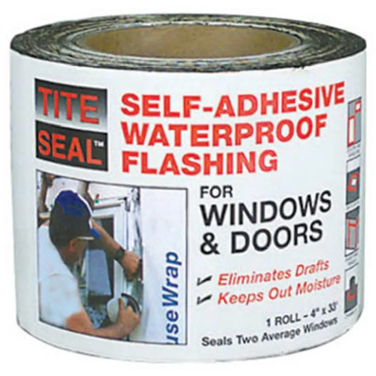 212 MAIN Tite Seal Self-Adhesive Waterproof Flash, 4 in. x 33ft Length Windows/Doors Flashing (DIY Essential)