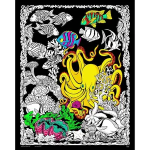 Octopus Den - Fuzzy Velvet Coloring Poster - Wall Art
