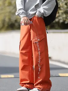 Unisex Outdoor Casual Pants, Mountain Style, Slight Waterproof Windproof Straight Leg, Adjustable Cuffs, Hiking Camping Trekking