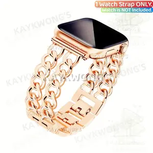 KAYKWONG'S 1 Pack Double Row Design Stainless Steel Strap Compatible with Apple Watch 46mm-38mm, Fits Iwatch Series Series10/9/8/7/SE2/SE/6/5/4/3/2/1 , Stylish Unisex Band for Men & Women