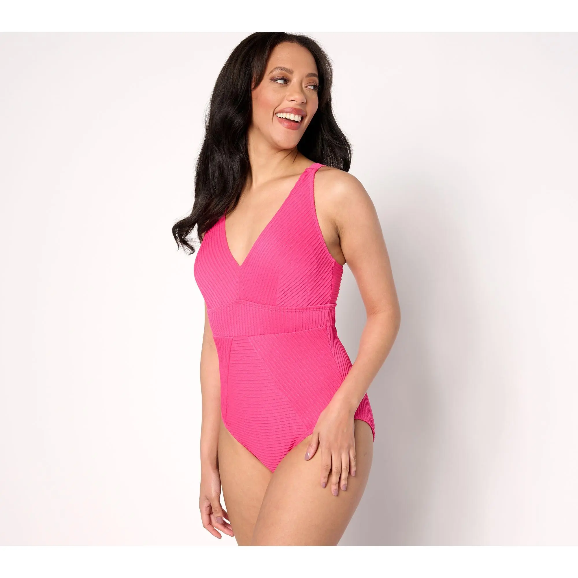 Isaac Mizrahi Live! Bridgehampton Textured One Piece Swimsuit