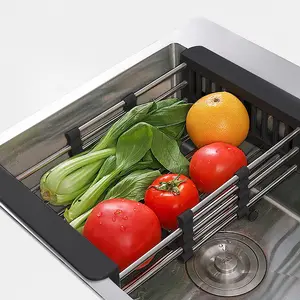 1 Piece Kitchen Adjustable Sink Drain Rack, Suitable For Tableware, Cups, Fruits And Vegetables, Kitchen Accessories