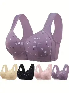 Comfortable Wireless Snap Closure Bra for Women, Featuring a Front Closure And No Underwire Design.
