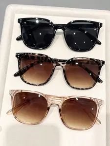 Unisex Square Frame Cat Eye Fashion Glasses, Bohemian Style, Perfect for Daily, Summer Beach Vacation, 3 Pairs