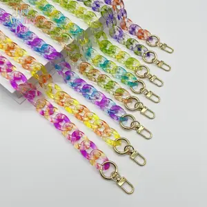 Rainbow Gradient Acrylic Curb Chain, Colorful Resin Bag Strap & Phone Lanyard, Detachable Crossbody Chain for Phones, Bags & Keys