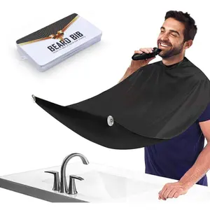 Beard Bib Apron for Men, Christmas Day Gift Beard Trimming Catcher Bib for Shaving & Hair Clippings, Waterproof Non-Stick Hair Catcher Grooming Cloth with 2 Suction Cups