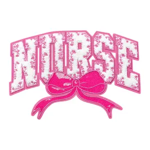 Pink NURSE Sequin Bowknot DIY Embroidery Patch Stickers | Trendy Fashion Decor for TikTok USA Shop