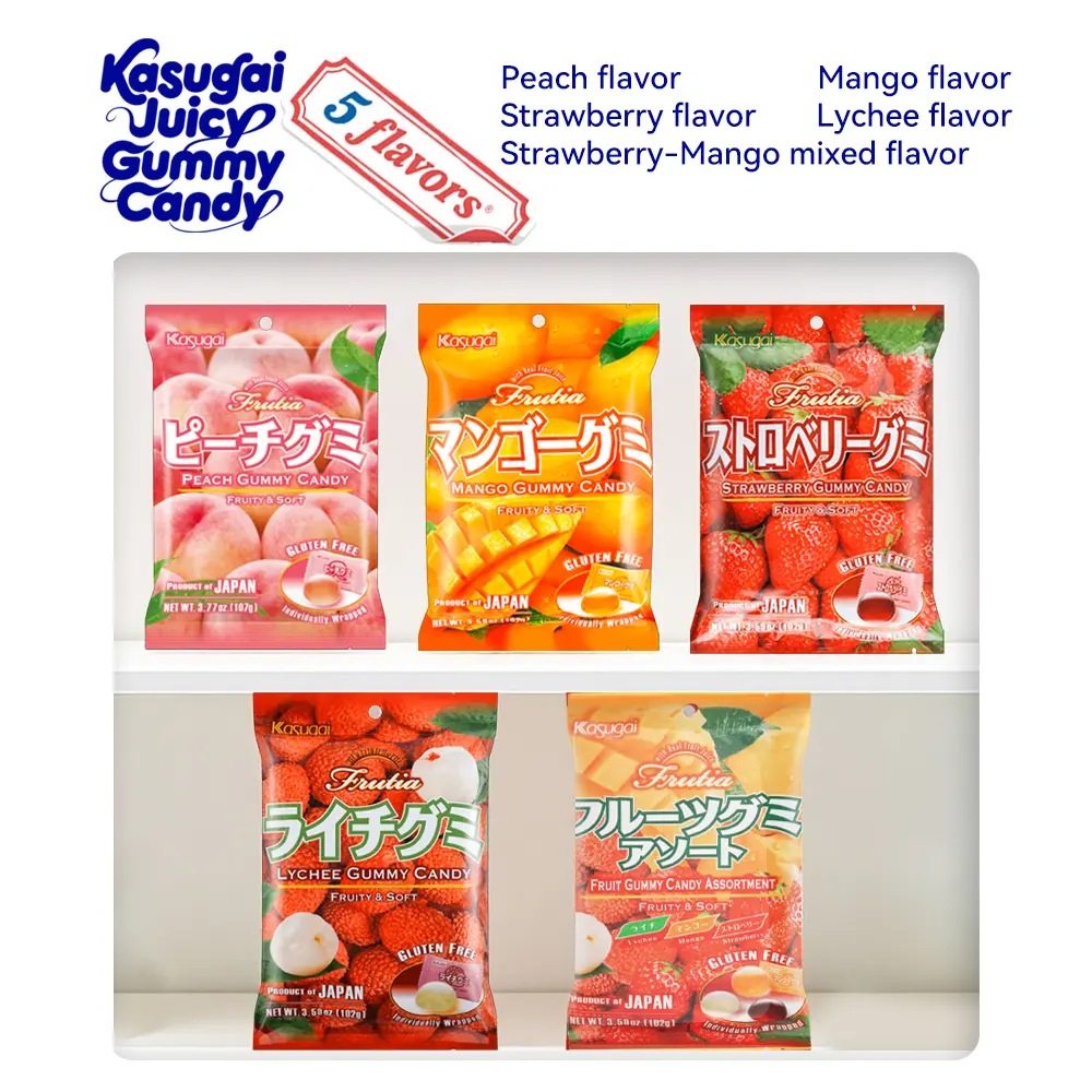 Imported from Japan: Kasugai Assorted Fruit Flavor Gummies QQ Gummies, Gummy Candies, Children's Casual Snacks