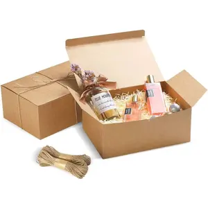 Brown  Boxes 9.45x6.5x4 Inches 10 Pack, Paper  Box with  for Bridesmaid Gifts, Birthday, Party, Christmas,Wedding, Crafting Cupcake Boxes, With 66 FT Twine