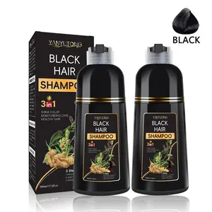 2bottles 500ml black hair dye shampoo, Hair Darkening Shampoo, hair dye, shampoo and hair care three in one, easy to use, gentle and non irritating herbal extract, natural black hair, more shiny, making hair look healthier