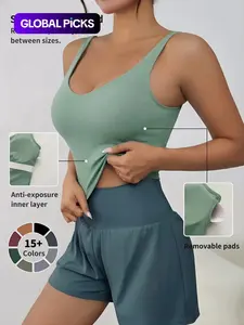 Women's Solid Sports Bra, Sporty Wide Strap Lingerie Top for Tennis Pickleball, Gym Clothes, Women's Athletic Clothing for Indoor Outdoor Wear, Workout Bras, Wireless Sports Bras, Sportswear Bra