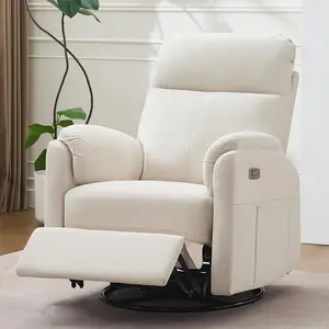 【2 Packages】Power Glider Recliner Nursery Rocking Chair with USB Ports, Glider Chair with Lumbar Pillow for Living Room, Glider Swivel Recliner Chair for Nursery(Beige)