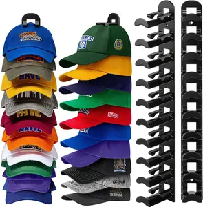 2026 New Upgraded Hat Holder for Wall, Assembleable Hat Organizer with Removable Traceless Adhesive, 2 Pack Cap Rack Holds up to 20 Hats for Closet Door Bedroom