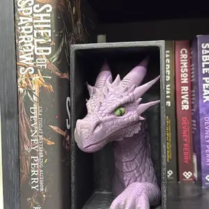 Dragon Booknook Bookend - Purple Dragon Design for Bookshelf Organization