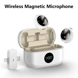 Wireless Lavalier Microphone, USB Rechargeable Wireless Microphone, Compact Microphones, Portable Mini Microphone for Recording, Live Streaming, Vlogging Audio