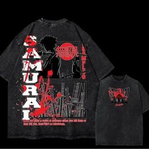 Mugen Samurai Champloo Vintage Anime T-Shirt, Heavy Oversized Acid-Wash Unisex Streetwear & Gym Style