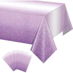 6 Pack Ombre Plastic Tablecloth for Parties, Gradient Pastel  Disposable Tablecloths for Rectangle Tables, Sprinkle Table Cover for Wedding Birthday Anniversary Party, 54 x 108Inch