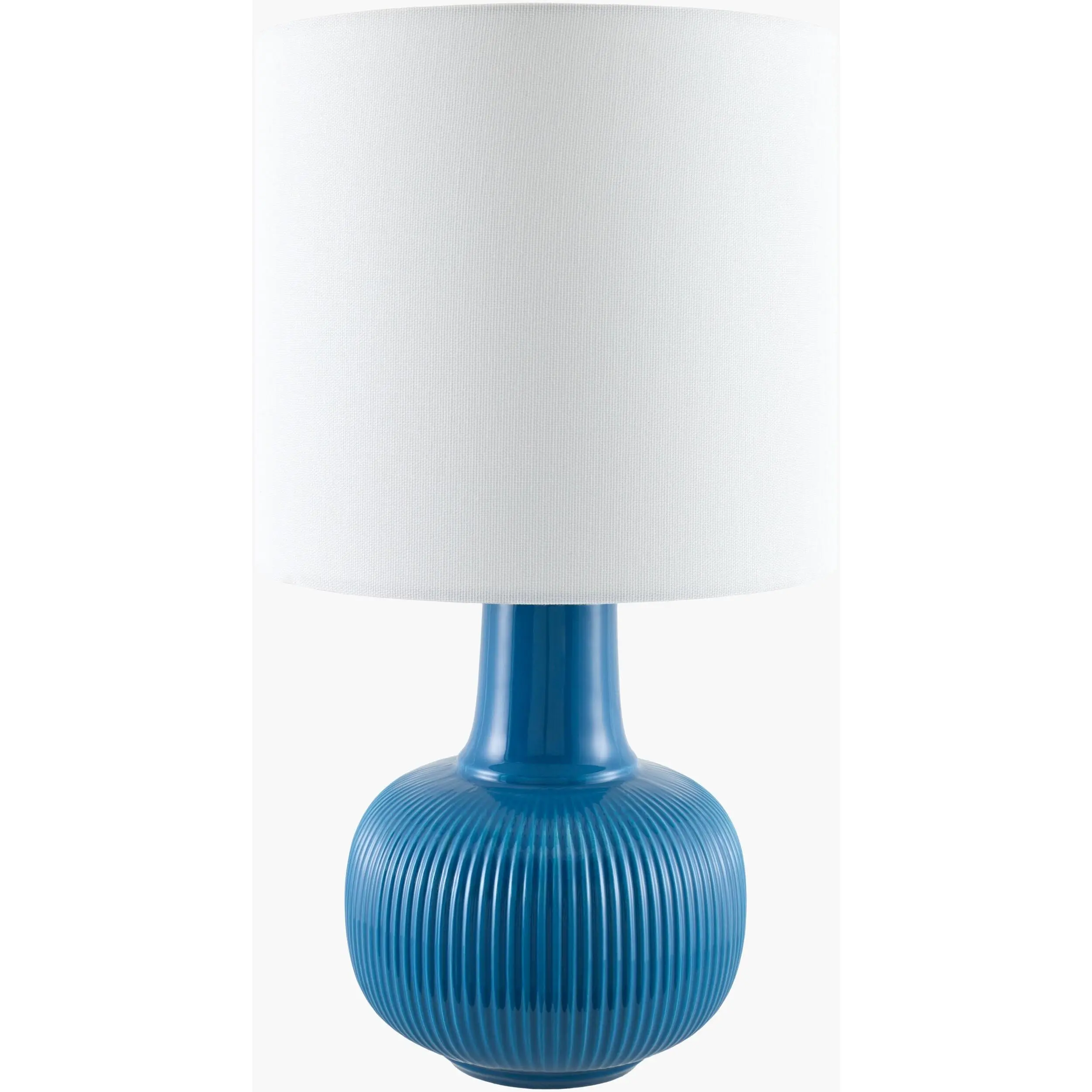 Aqua Blue Coastal Table Lamp with linen details for bedside or console tables