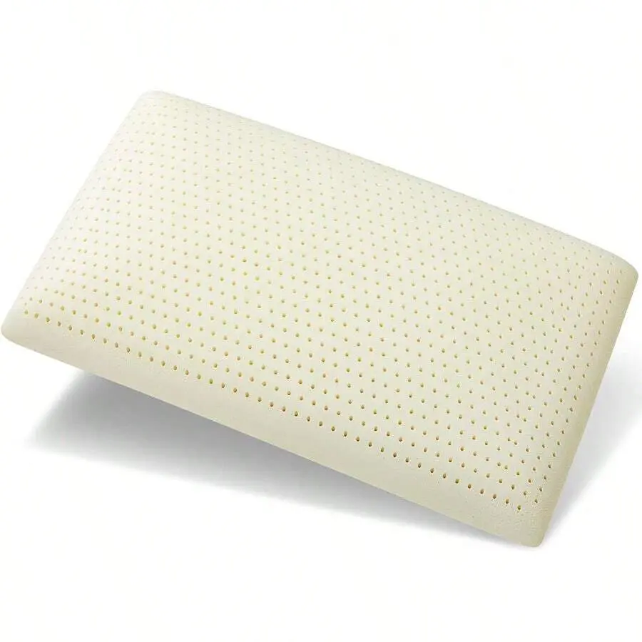 Talalay Natural Latex Pillow with Orthopedic Memory Foam & Hot Water Bottle, Low-Profile Luxury Queen Size for Side Sleepers, Extra-Soft Open-Cell Foam, Plain Design, Removable Organic Cotton Breathable Cover, Ergonomic All-Season Support, Supportive Memo