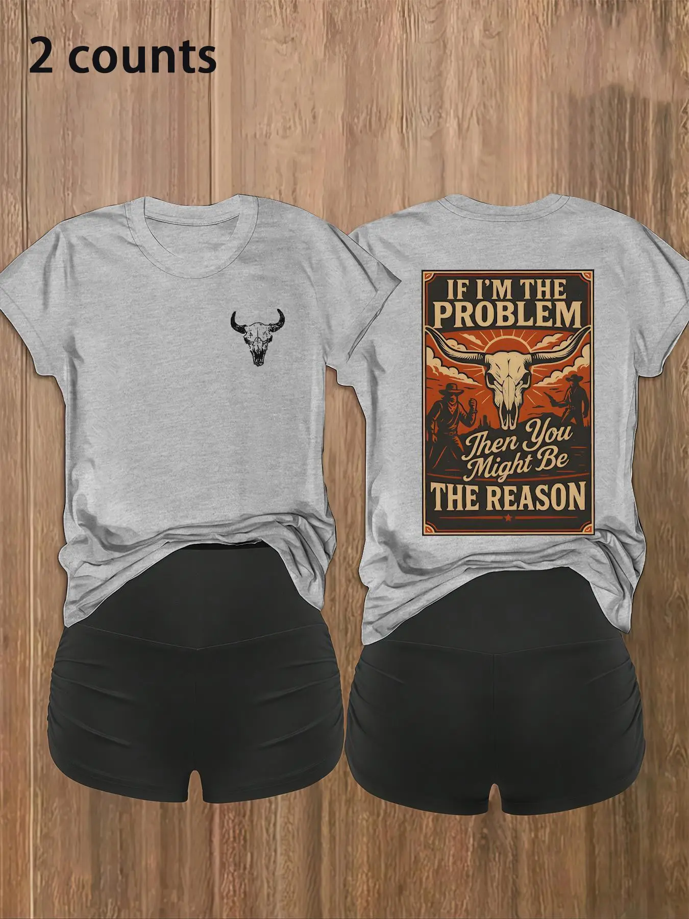 Women's Casual Everyday Short Sleeve Knit Round Neck Top + Shorts Set, Leopard Cow Head Pattern, Trendy Four Seasons Wear, Comfortable and Stylish, Knit Outfit Set, Womenswear
