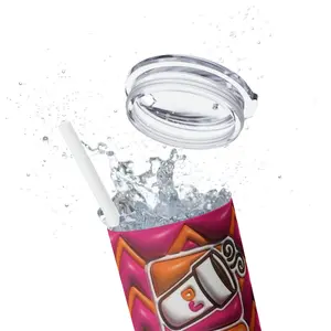 DUNKIE JUNKIE Skinny Tumbler with Straw, 20oz Coffee Drinkware Stainless Cup Beverage Portable