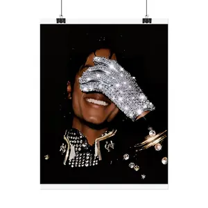 MJ Glove Rolled Unframed Poster, King of Pop Rolled Poster, Retro Pop Star Rolled Poster, Rhinestone Glove Pop Art