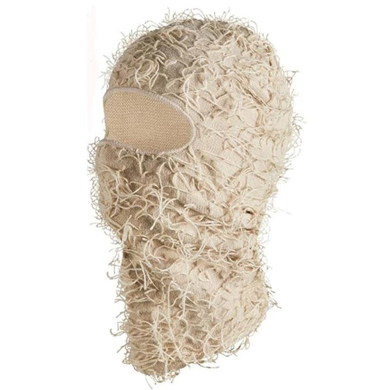 Distressed Ski Mask Balaclava, Yeat Shiesty Fluffy Knitted Full Face Mask for Men/Women