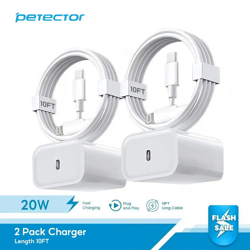 2 Pack Type C Wall Charger Block with 2 Pack 10FT Long USB C to Lightning Cable for iPhone 14/13/12/12 Pro Max/11/Xs Max/XR/X,AirPods Pro