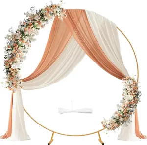 Metal Round Backdrop Stand Balloon Arch Kit - 6.5ft(2m) Golden Circle Backdrop Stand for Birthday Party Wedding Graduation Photo Background Garden Plants Climbing Vines Decoration