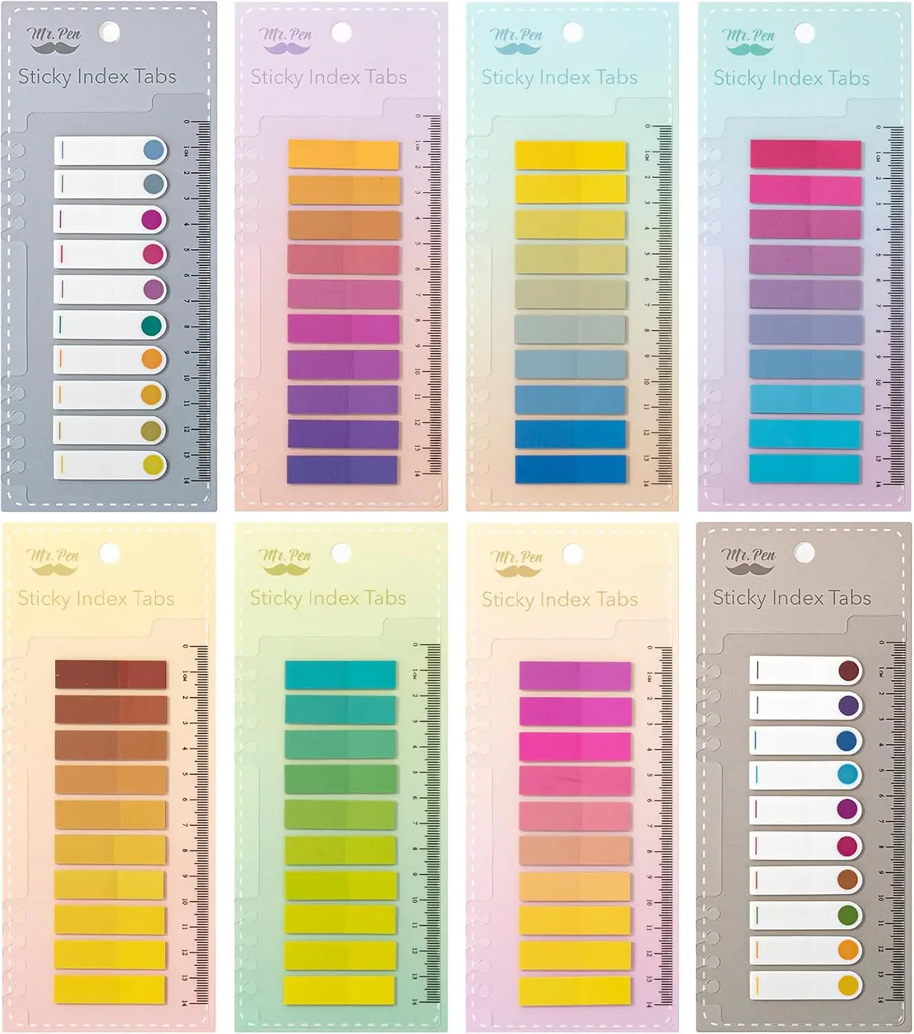 Mr. Pen Colorful Transparent Index Tabs, 1600-Piece Sticky Page Markers & Book Markers for Book Annotating - Office Stationery Labels & Index Dividers