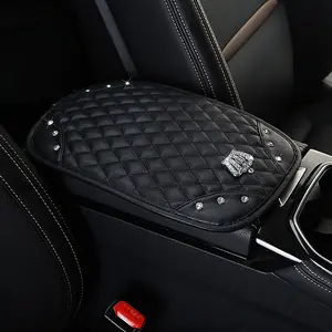 Elegant Crown Car Armrest Pad, Universal Central Console Protector Cover, Sparkling Rhinestone Leather Elbow Cushion for Women, Car Interior Accessories Girls, Car Accessory