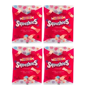 Smarties Squashies Foam Candy - Raspberry & Cream Flavored - Allergen Free, Peanut Free & Gluten Free Candy - Soft & Chewy Squashies Candies for Parties, Halloween & Birthdays - 5 oz Bags (Pack of 4)