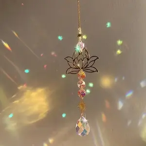 Metal Lotus Sun Catcher Ornament, Dynamic Light Projection Window Rainbow Projector, Creative Holiday Birthday Art Gift