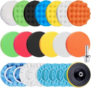 23 count 6 Inch Buffing Pads  Polisher Bonnets  Polishing Pad Kit Wax Buffer Polish Pads  Buffer Attachment for Drill
